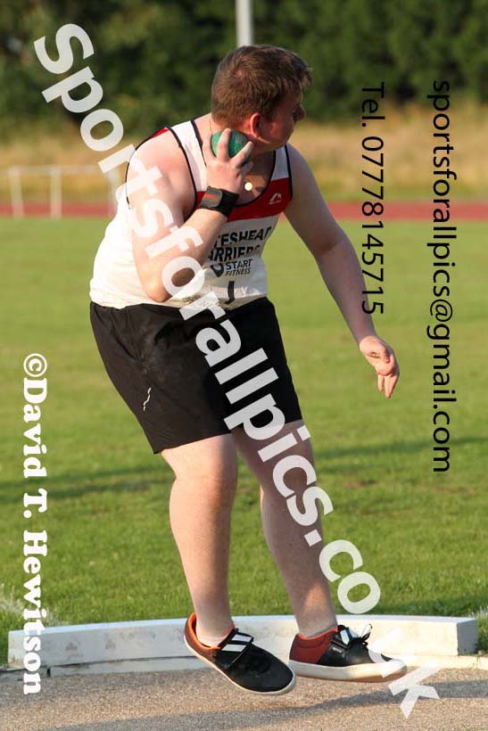 Shot putt, 2021 North East Grand Prix 5, Monkton, Wednesday, July 21st. Photo: David T. Hewitson/Sports for All Pics